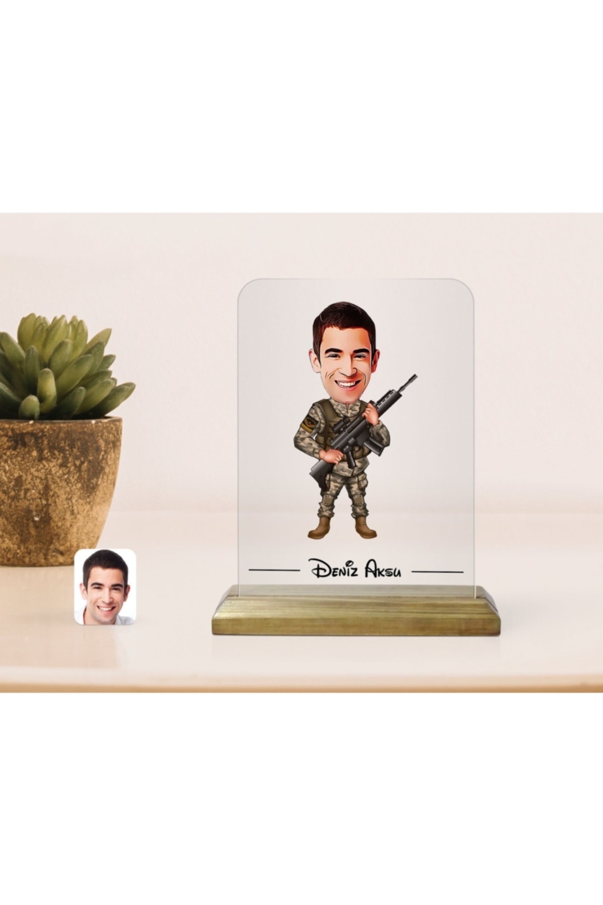 Bk Gift Kişiye Özel Uzman Jandarma Karikatürlü Ahşap Standlı Çerçeve