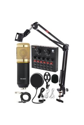 Bm800 V8 Plus Ses Kartlı Stüdyo Kayıt Youtuber Mikrofonu Seti BM800 V8 plus mic full set