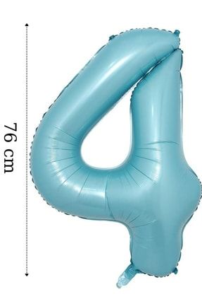Folyo Balon 4 Rakamı Helyum Balon 76 Cm Mavi Renk BB01394