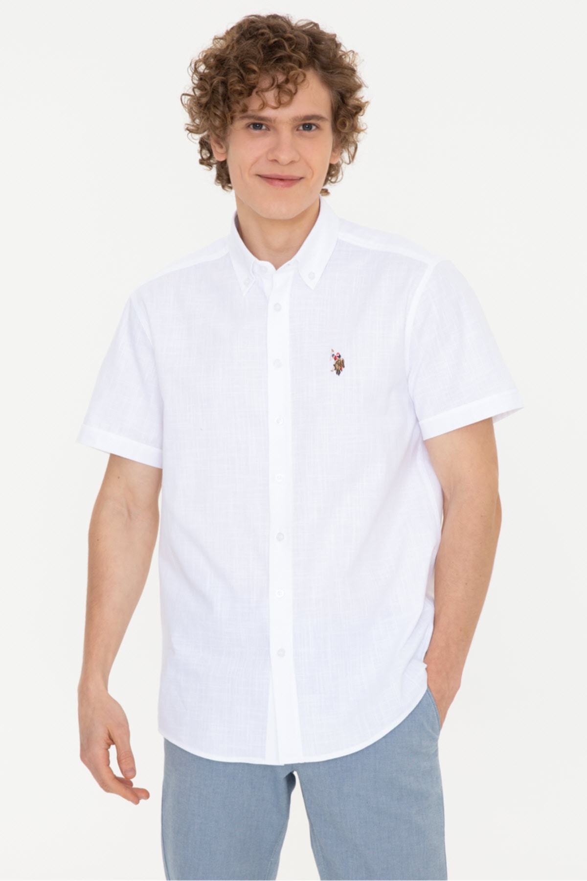 پیراهن مردانه سفید یو اس پولو | G081GL004.000.1363370 اورجینال - تصویر 3