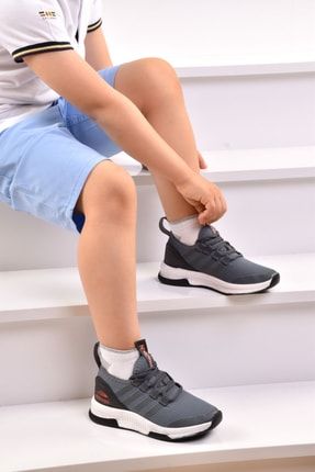 Unisex Çocuk Gri Spor Ayakkabı Gri MRD0126