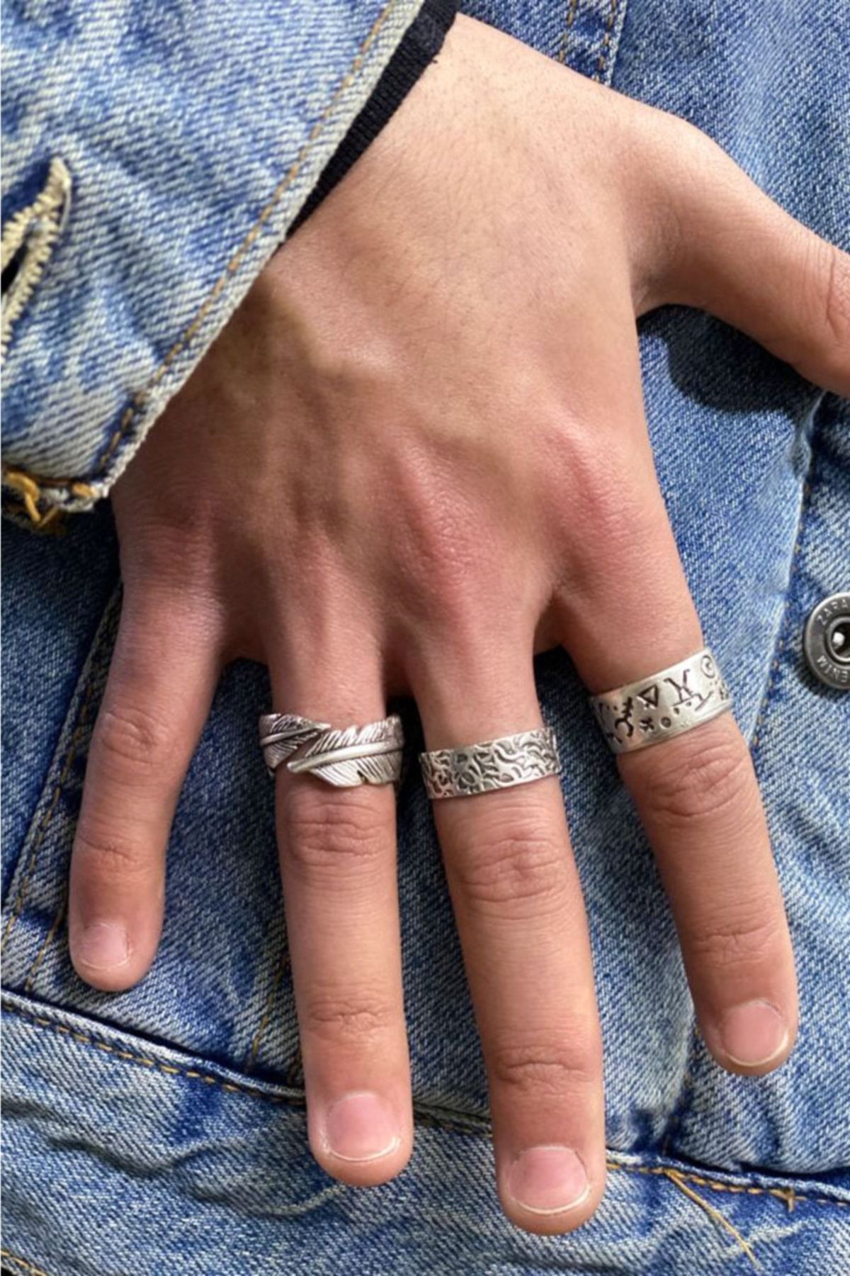 Set of best sale rings silver