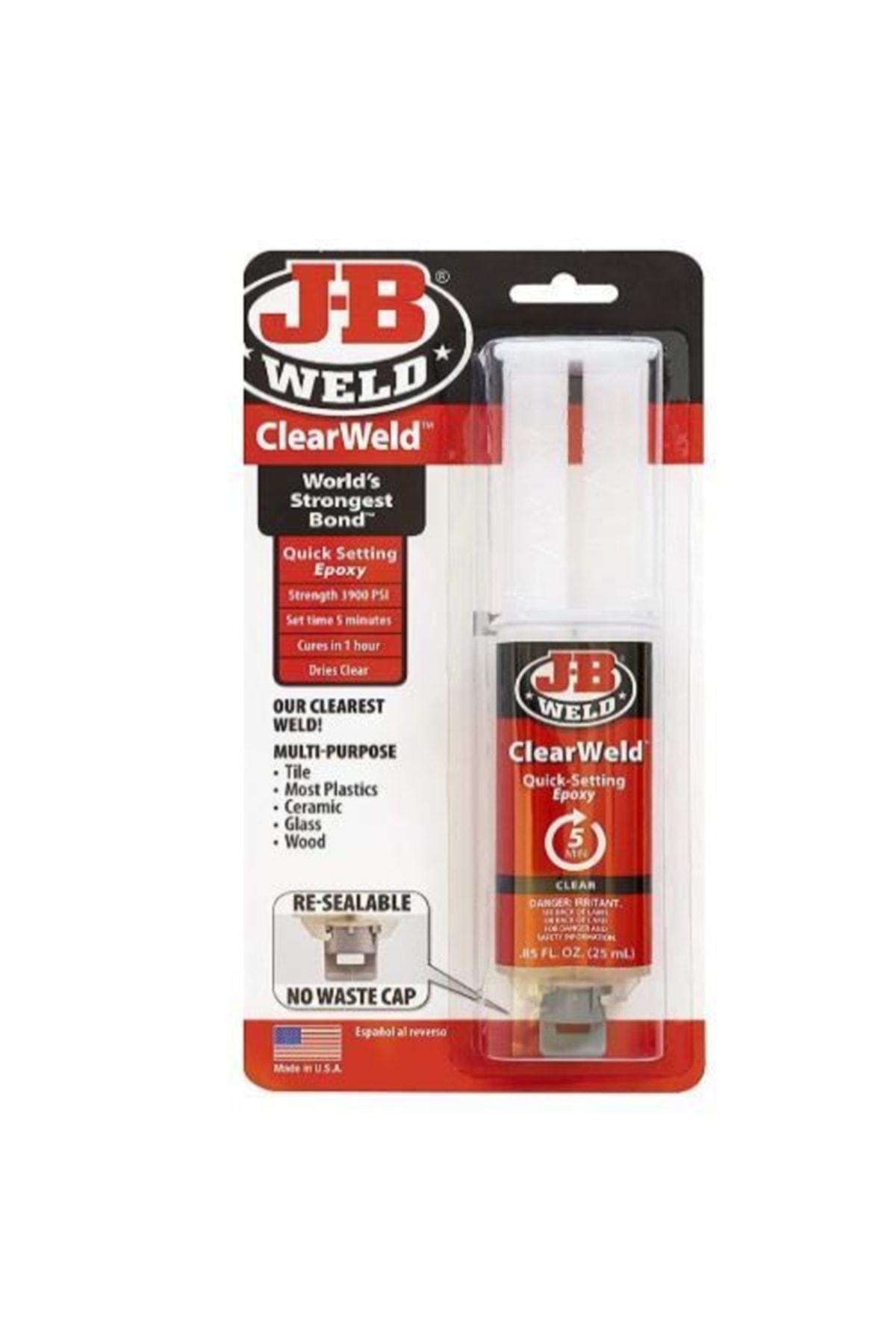 JB Weld Clear Weld Şırınga Şeffaf Epoksi Yapıştırıcı Hızlı Kuruma 25ml