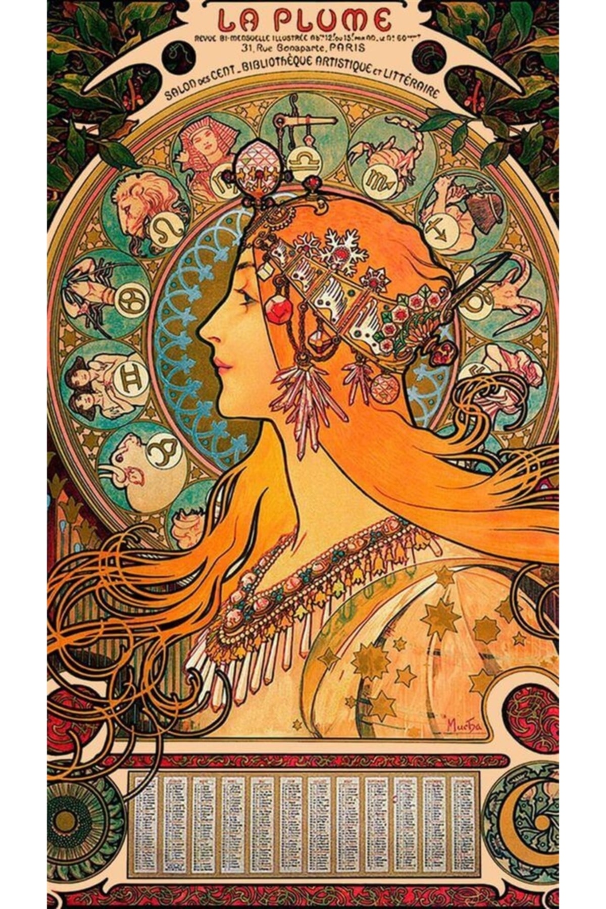 Movas Sanat Alphonse Mucha'nın Eseri / Mozaik Tablo / Diamond Painting (34X60CM) E20203573