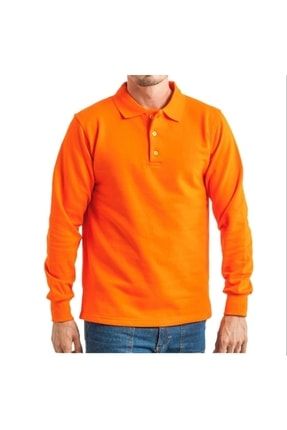 Turuncu Polo Yaka Sweatshirt Personel Giyim sweatshirt