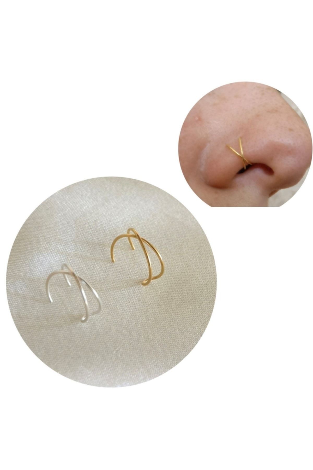Double nose top ring gold