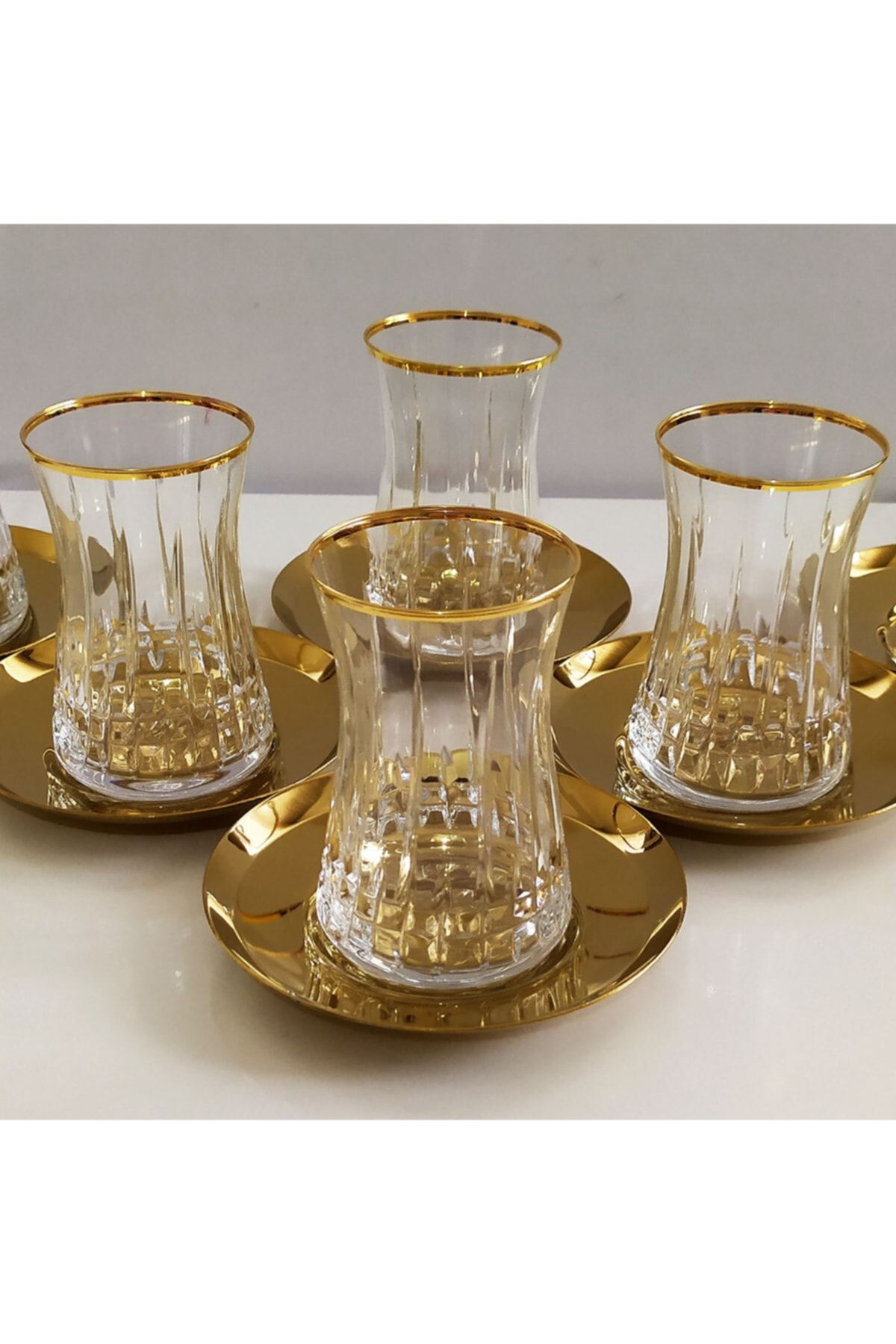 Paşabahçe ست بشقاب طلا شیشه ای چای لیسبون 42361 - برای 6 نفر