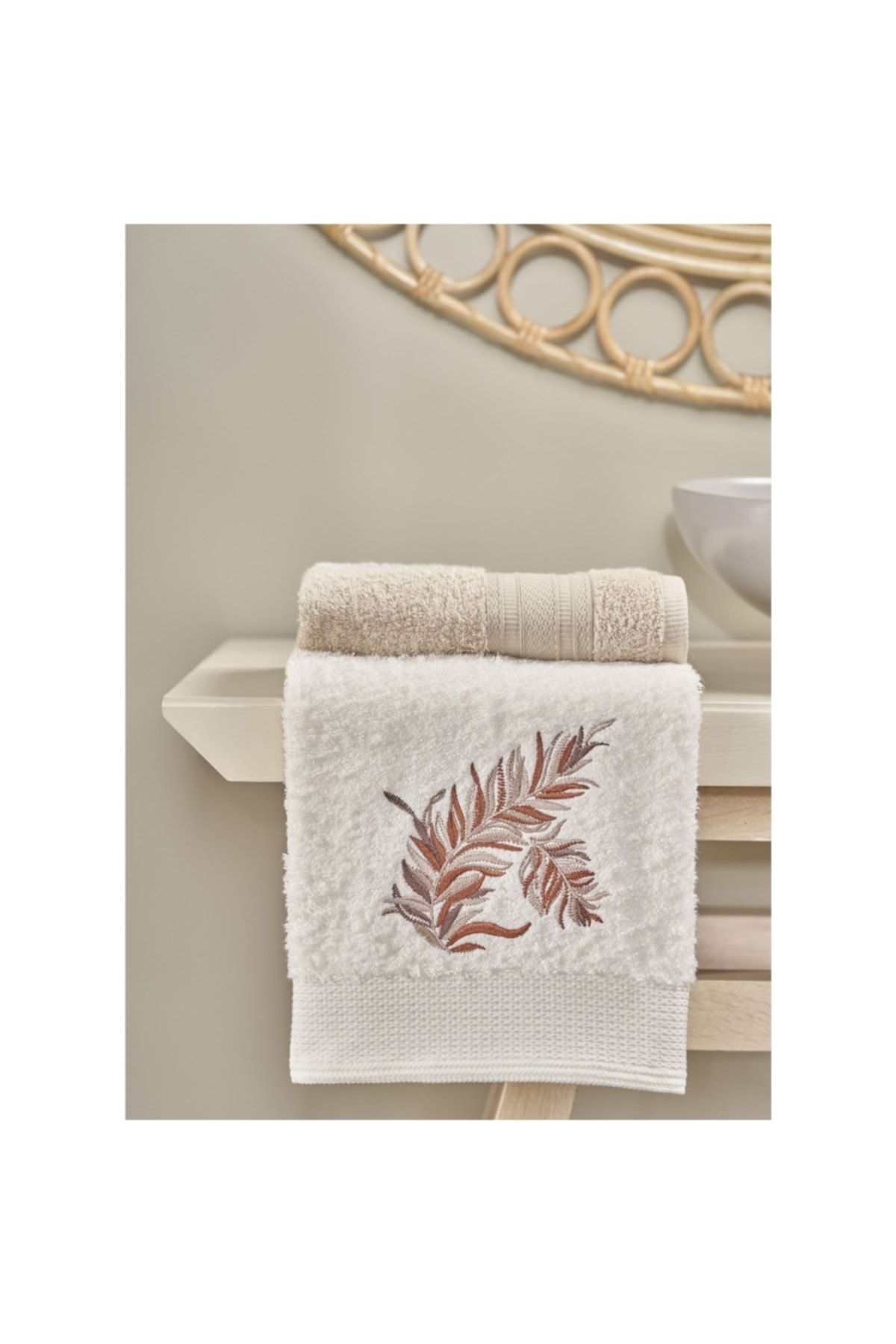Taç Soft Bamboo Lina Çift Kişilik Bambu Aile Seti Ekru - Camel ZO8655