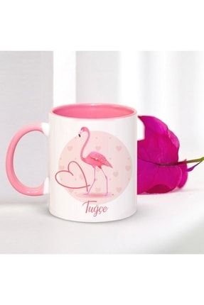Kişiye Özel Flamingo Tasarımlı Pembe Kupa Bardak-1 Bitmeyen72666