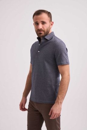 Jakarlı Merserize Gömlek Yaka Polo Shirt 22007