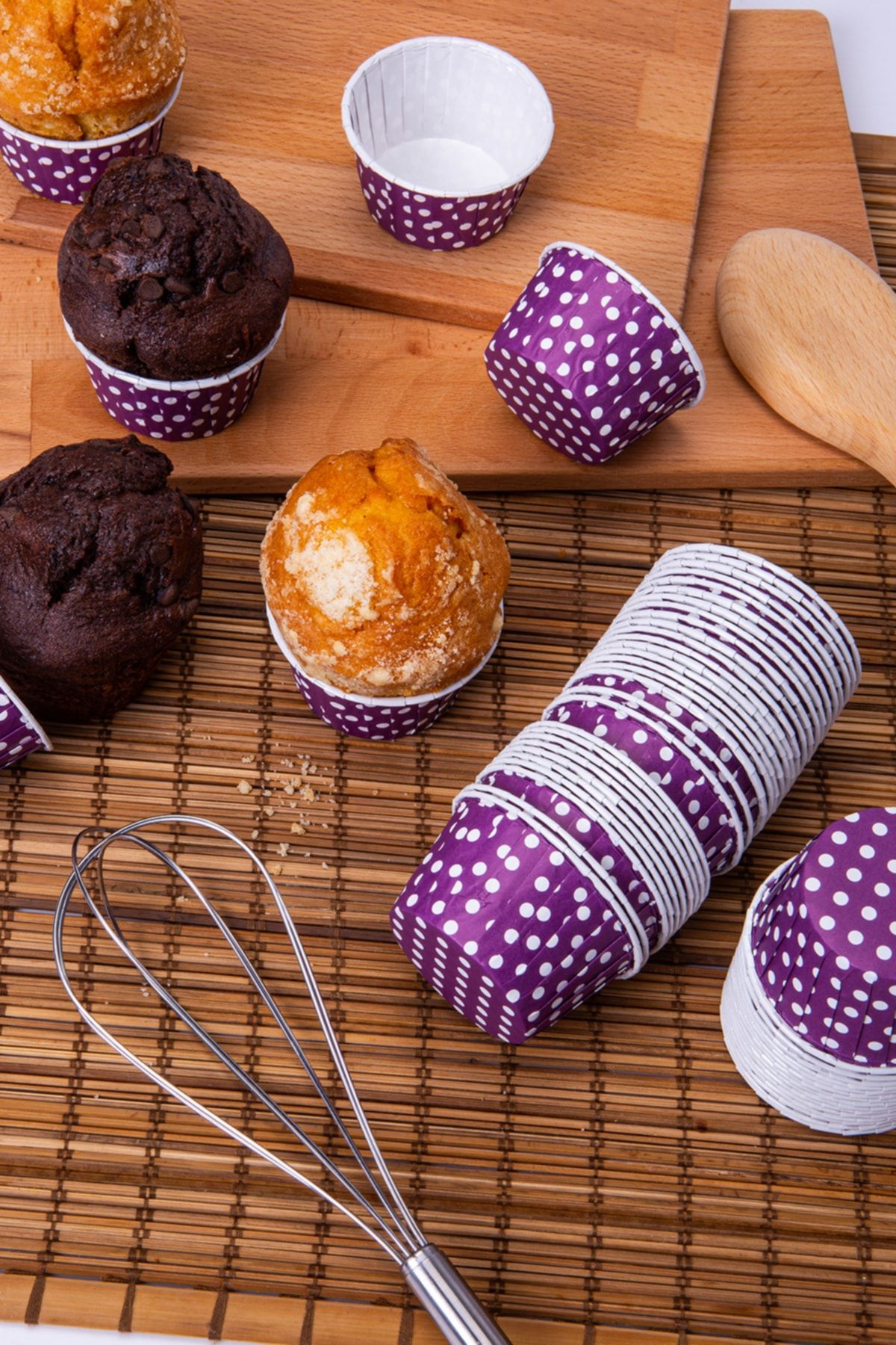 Huzur Party Store Purple Polka Dot 50 Piece Cake Mold 7x3.5 Cm