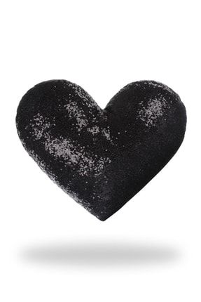 Kalp Şekilli Payetli Dekoratif Yastık Kılıfı - Siyah PKL022