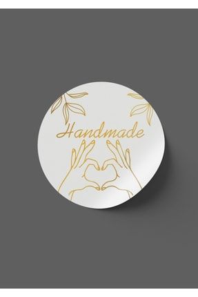 Hand Made Etiketi - Altın Varak Baskılı - Yuvarlak Sticker 4cmx4cm 70 Adet TYC00386373729