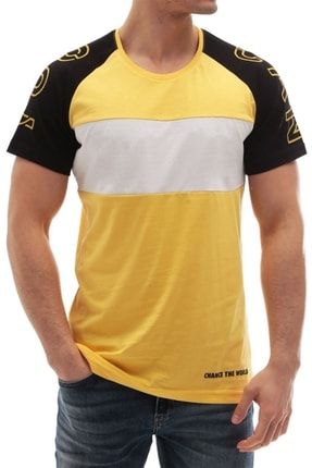 Erkek Sarı Baskılı T-Shirt - 2889