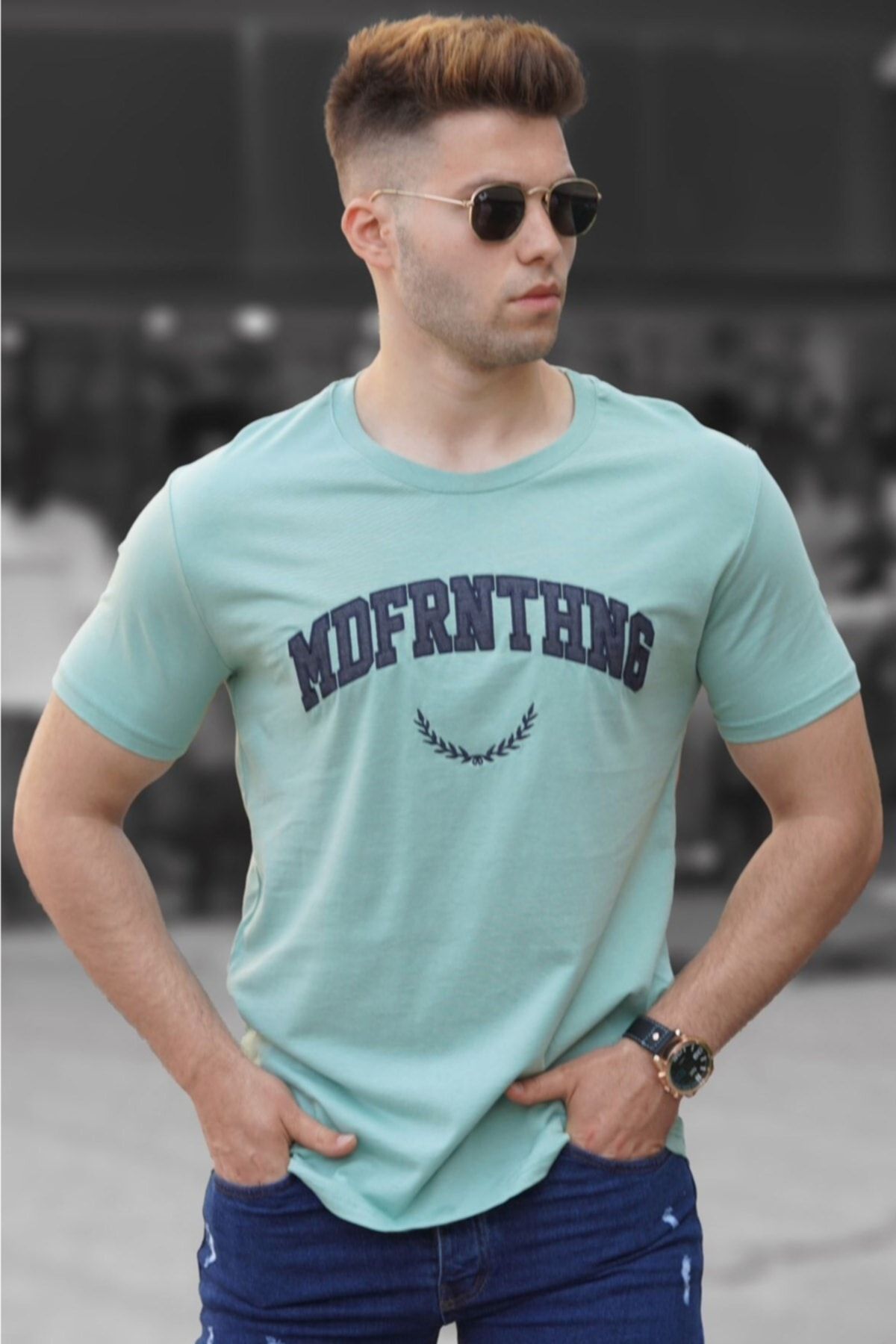 Madmext T-Shirt Grün Regular Fit Fast ausverkauft