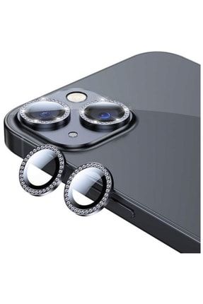 Iphone 13 13 Mini Uyumlu Swarovski Taşlı Kamera Lensi Koruma Koyu Gri GriTaşlıı