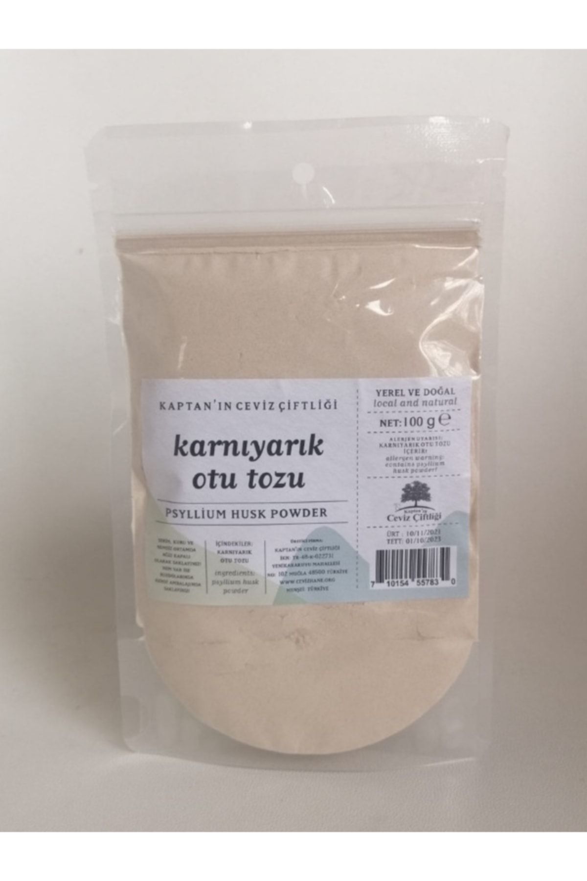 Kaptan`ın Ceviz Çiftliği Karnıyarık Otu Tozu- Psyllium Tozu 100 G