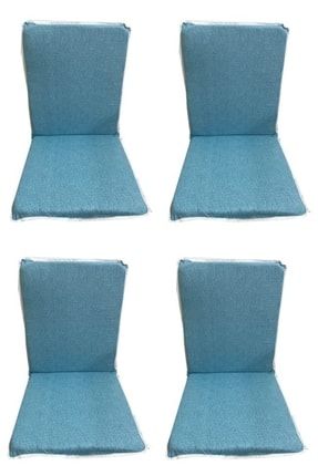 Sandalye Minderi Arkalıklı Lastikli Fermuarlı Süngerli-4 Adet(mavi Kırçıllı)yıkanabilir PRA-56690903232-3122