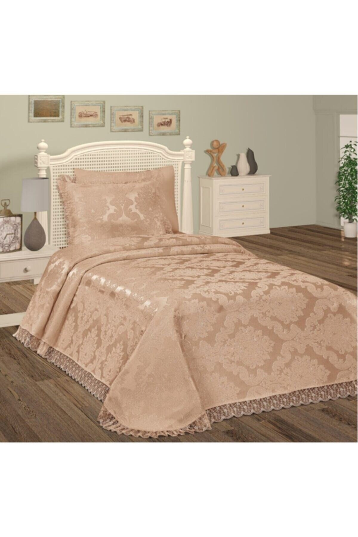 Çeyizci Sokağı Aden Şönil Güpürlü Tek Kişilik Yatak Örtüsü