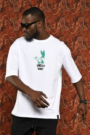 Beyaz Bugs Bunny Baskılı Oversize T-shirt 112237