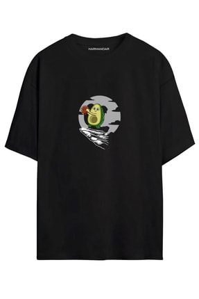 Avocado King Baskılı Unisex Beyaz Oversize T-shirt TYC00386971179