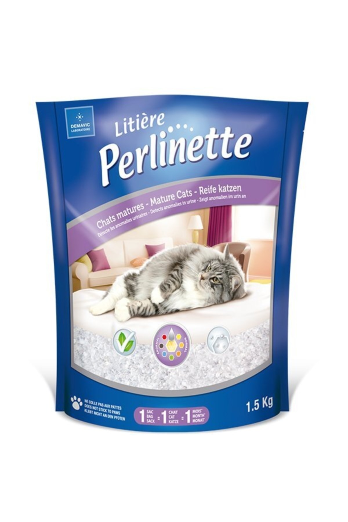 Perlinette Cat Detect Hastalık Kontrolu Kristal Kedi Kumu 1.5 Kg 3.7 Lt