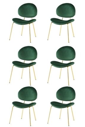 6 Adet Teo Sandalye Metal Parlak Gold Sandalye Mutfak Salon Yemek Odası Sandalyesi TEO GOLD 6 ADET