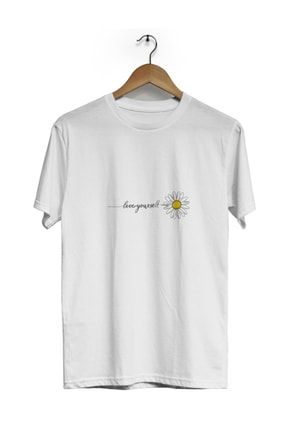 Love Yourself Papatya Baskılı Kısa Kol Tişört Bll821 TBLL821