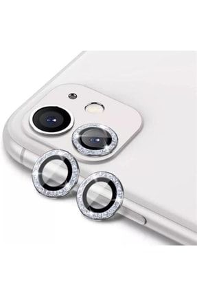 Iphone 11/12/12 Mini Uyumlu Swarovskli Taşlı Kamera Lens Koruyucu Gümüş TYC00385066360
