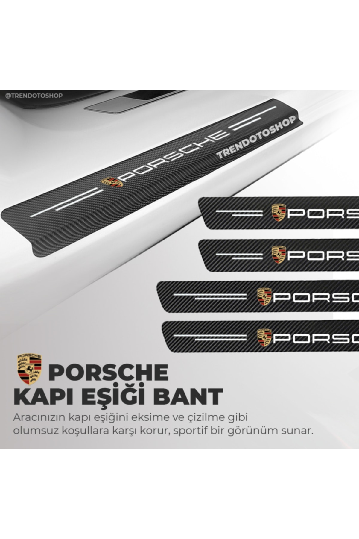 C9 Porsche Uyumlu Karbon Kapı Eşiği Folyo 4'lü Set Orijinal Hava Kanallı Ithal