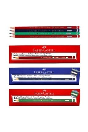 Faber-Castell Kırmızı 12'li - Yeşil 12'li - Mavi 12'li Kopya Kalemi 2535550000579