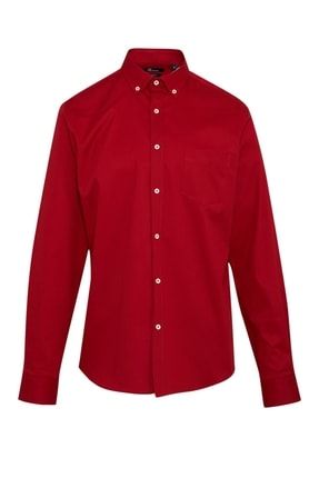 Erkek Kırmızı Modern Fit %100 Pamuk Casual Gömlek 21D190000096