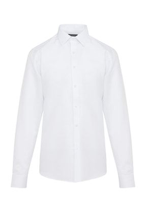Erkek Beyaz Desenli Modern Fit Pamuklu Gömlek 21D190000072