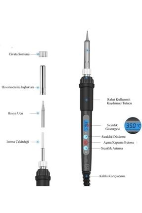 Digital Lcd Ekranlı Isı Ayarlı Kalem Havya Lehim Makinası Siyah LCDHYV