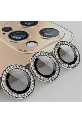 Uyumlu Iphone 13 Pro/13 Pro Max Uyumlu Swarovskli Taşlı Kamera Lens Koruyucu Gold TYC00384941680
