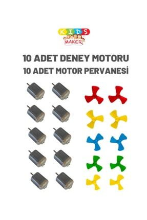10 Adet Deney Motoru ( Dc Motor ) + 10 Adet Deney Motoru Pervanesi 10motor10pervane