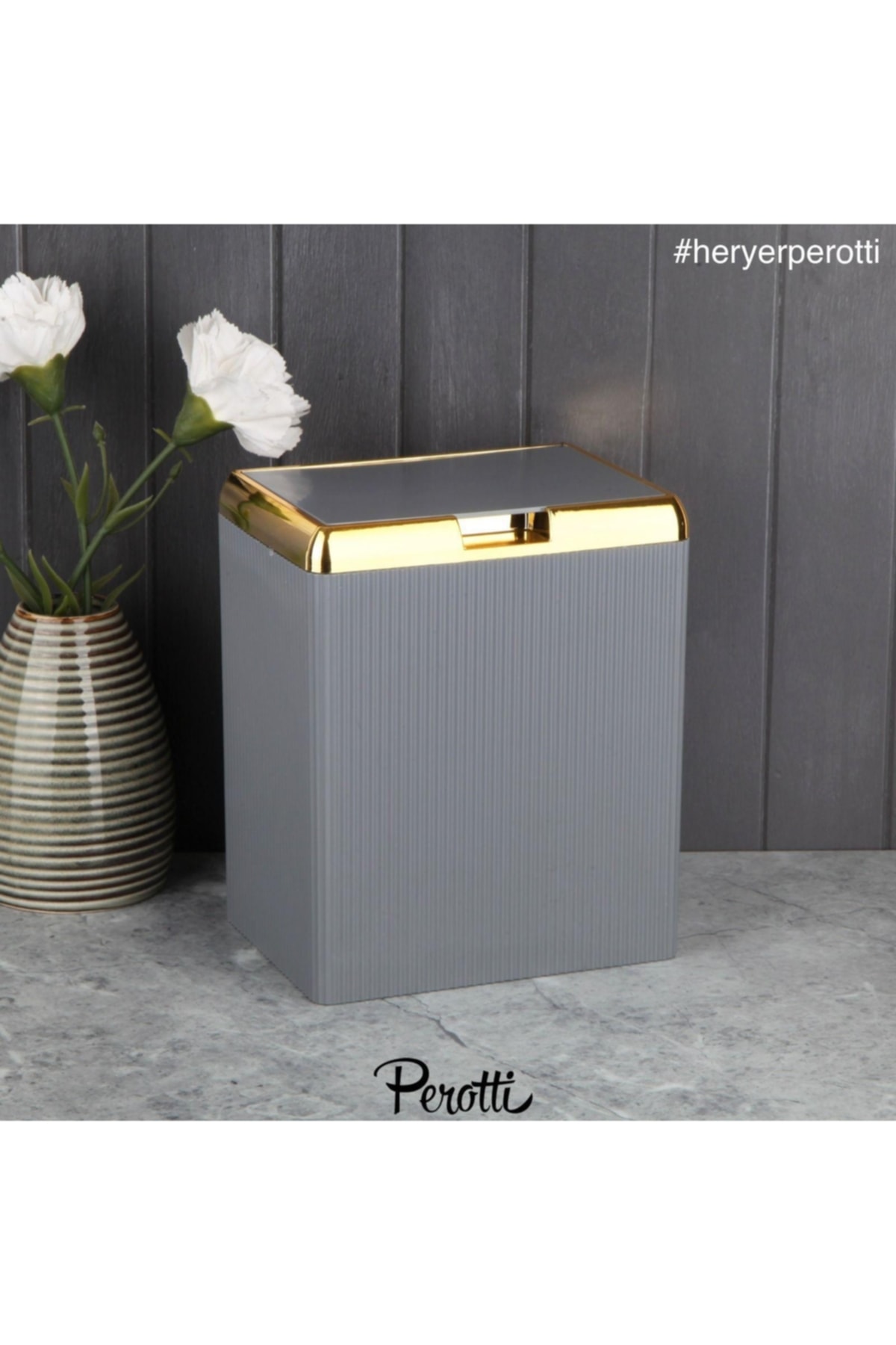 سطل زباله 4 لیتری خاکستری طلایی پروتی Perotti