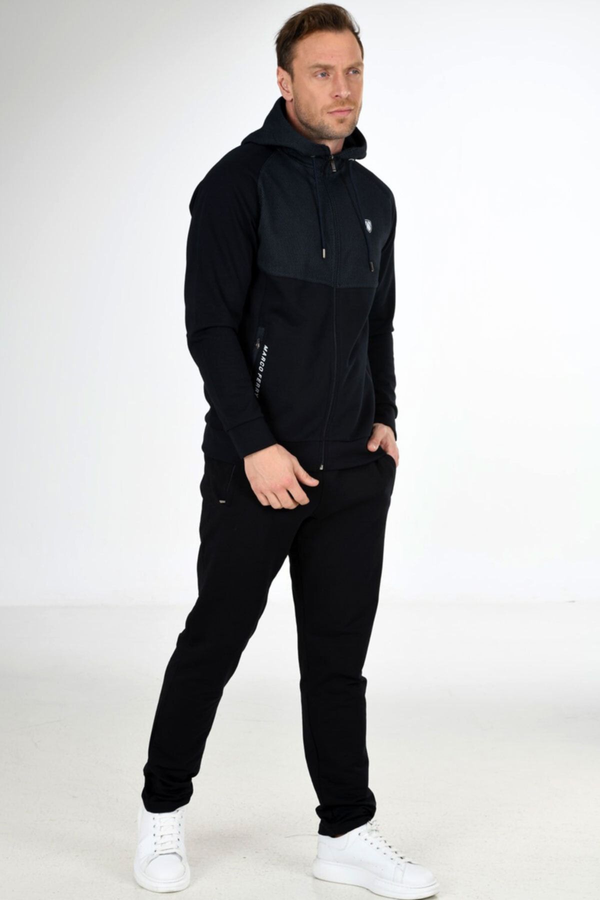 Black and blue hotsell tracksuit