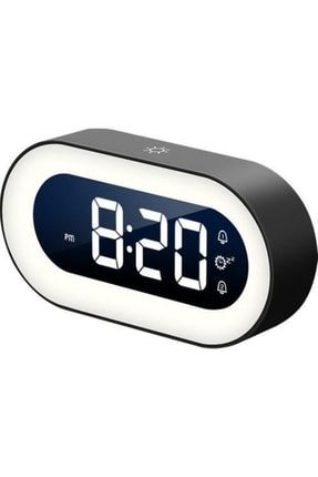 Led Dijital Çalar Saat Ses Kontrolü Gece Işığı Tasarımı Masaüstü Saati Siyah F8818siyah