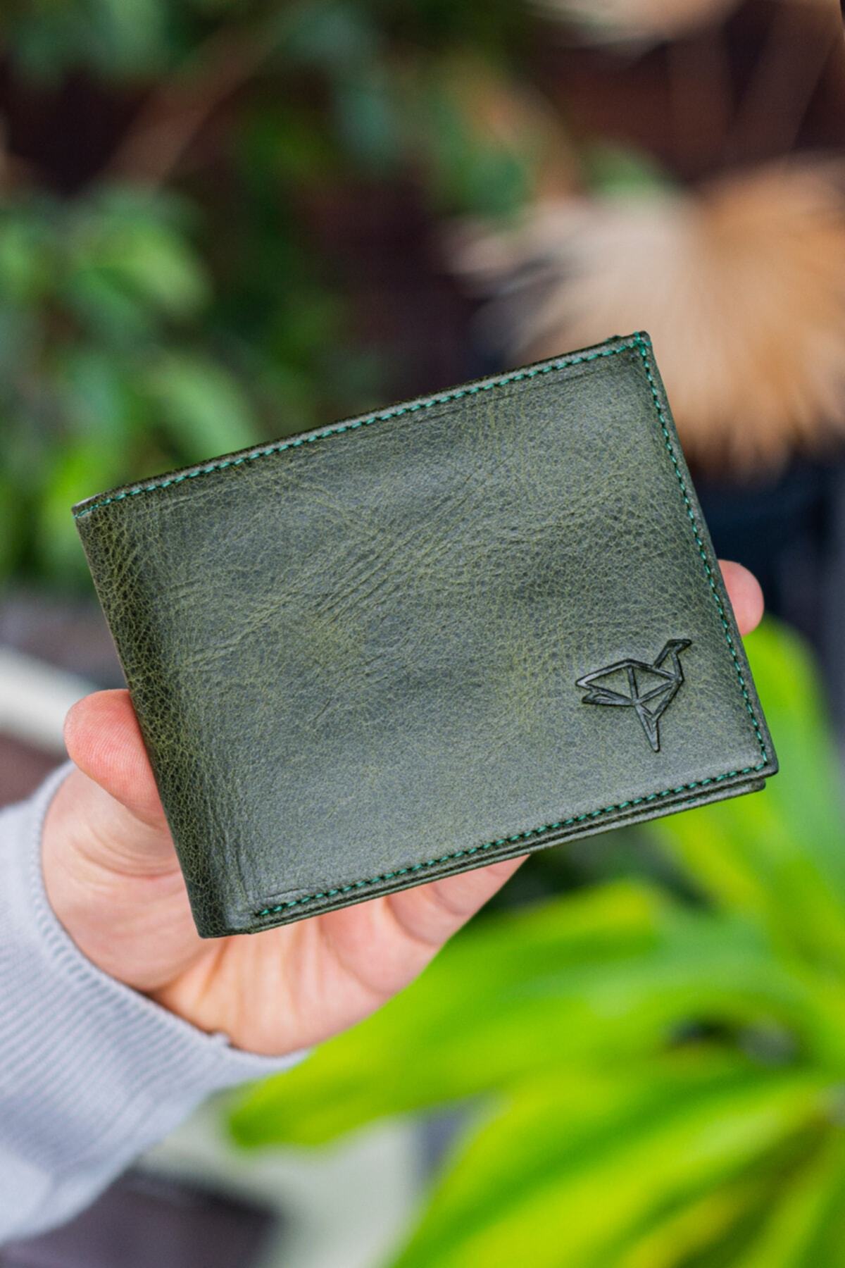 Garbalia-Jackson Genuine Leather Rfid Blocking Crazy Green Wallet με θήκη νομισμάτων 3