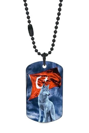 Kurt Türk Bayrağı Siyah Renk Künye / Kolye Dft5396 HTDFT5396