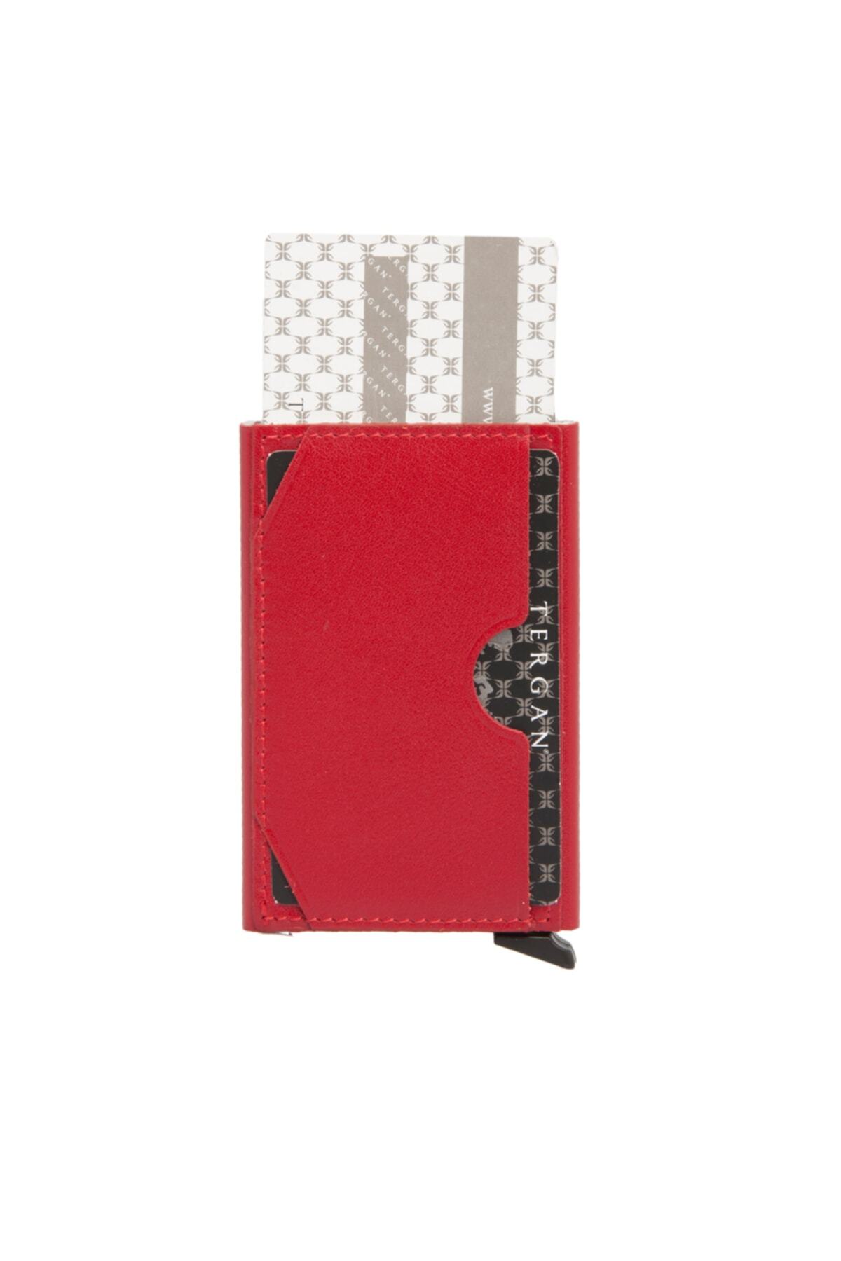 Tergan-Red Leather Unisex Credit Card Holder 00260c71 3
