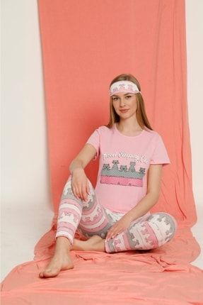 Kitty Baskılı Kadın Pijama Takımı Lila Sfpjm SOOFpyjamas