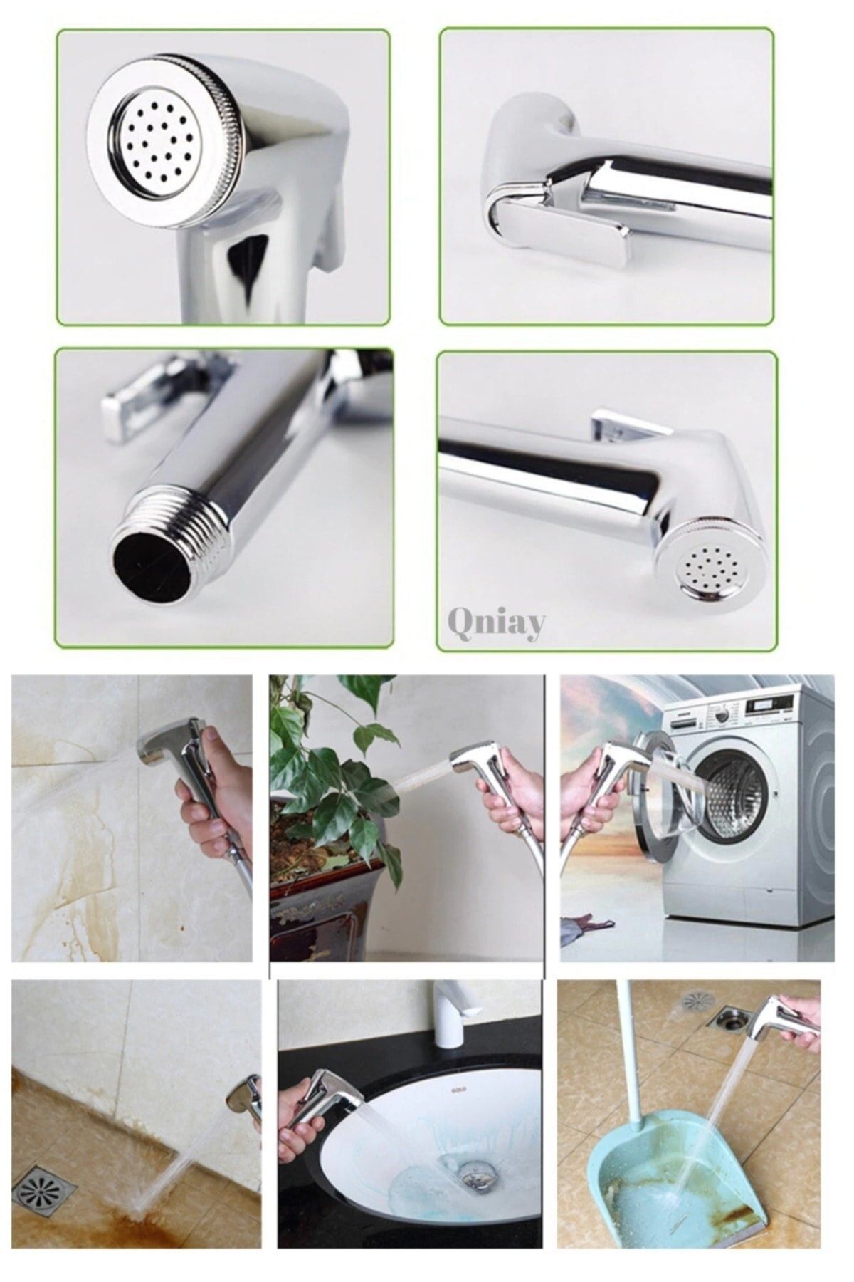 QNİAY-Chrome Plated Bidet Bass Check Bidet Set 3