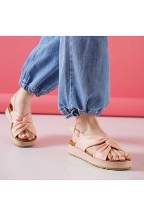 Ayakkabı Kadın Pudra Çapraz Şık Sandalet CMGM7253