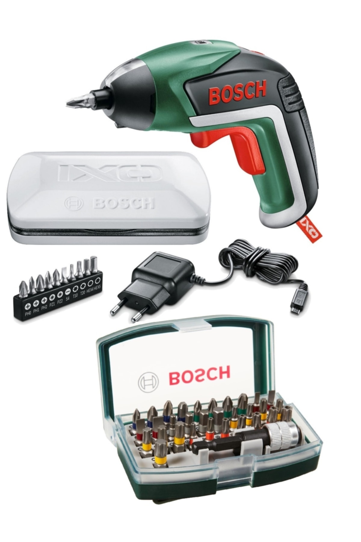 Bosch Ixo V 3,6 V Şarjlı Tornavida Saklama Kutulu Şarjlı Matkap + 32 Parça Vidalama Ucu Uyumlu