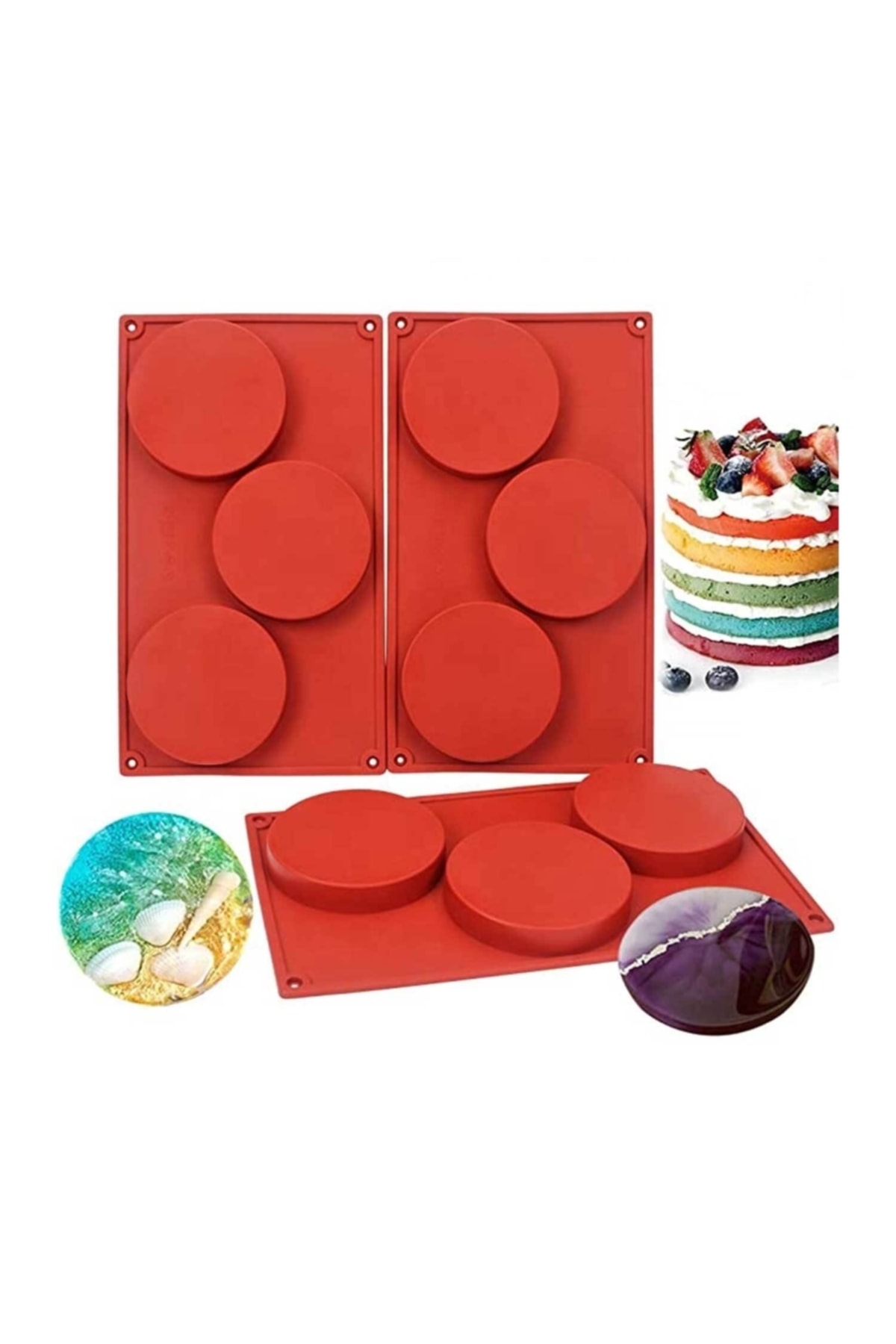 TT Tahtakale Toptancıları 3-Piece Round Silicone Cake - Soap and Epoxy Liquid