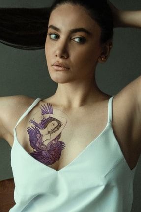 Geçici Kadın Ve Kuş Modelli Dövme Tattoo 8694000177897