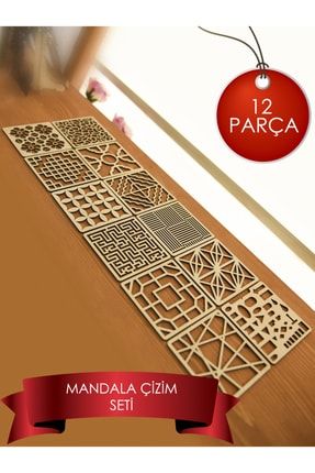 Events Mandala Desen- El Kası Geliştirme Ve Çizgi, Sayı Ve Şekil Çalışmaları Seti 12 Parça mandala