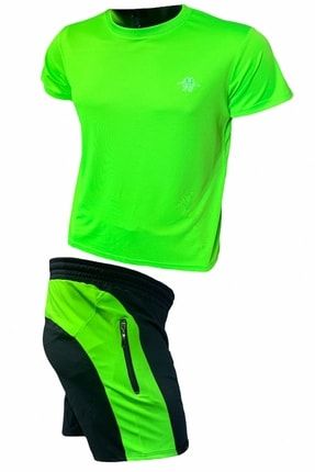 Erkek Neon Yeşil Yürüyüş Fitness Spor Takımı 976687